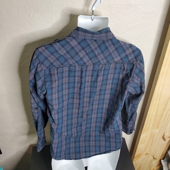 Point Zero Shirt Button Down Long Sleeve Plaid Burst Pockets - Picture 11 of 13